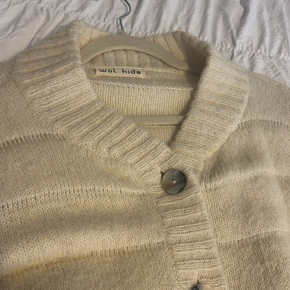 Wol Hide Quilted Bomber in Ecru. lofty alpaca knit. size M/L - Picture 5 of 5